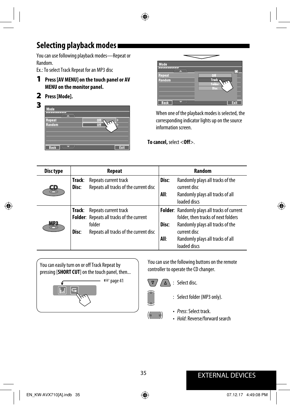 Selecting playback modes, External devices | JVC LVT1778-001A User Manual | Page 565 / 666