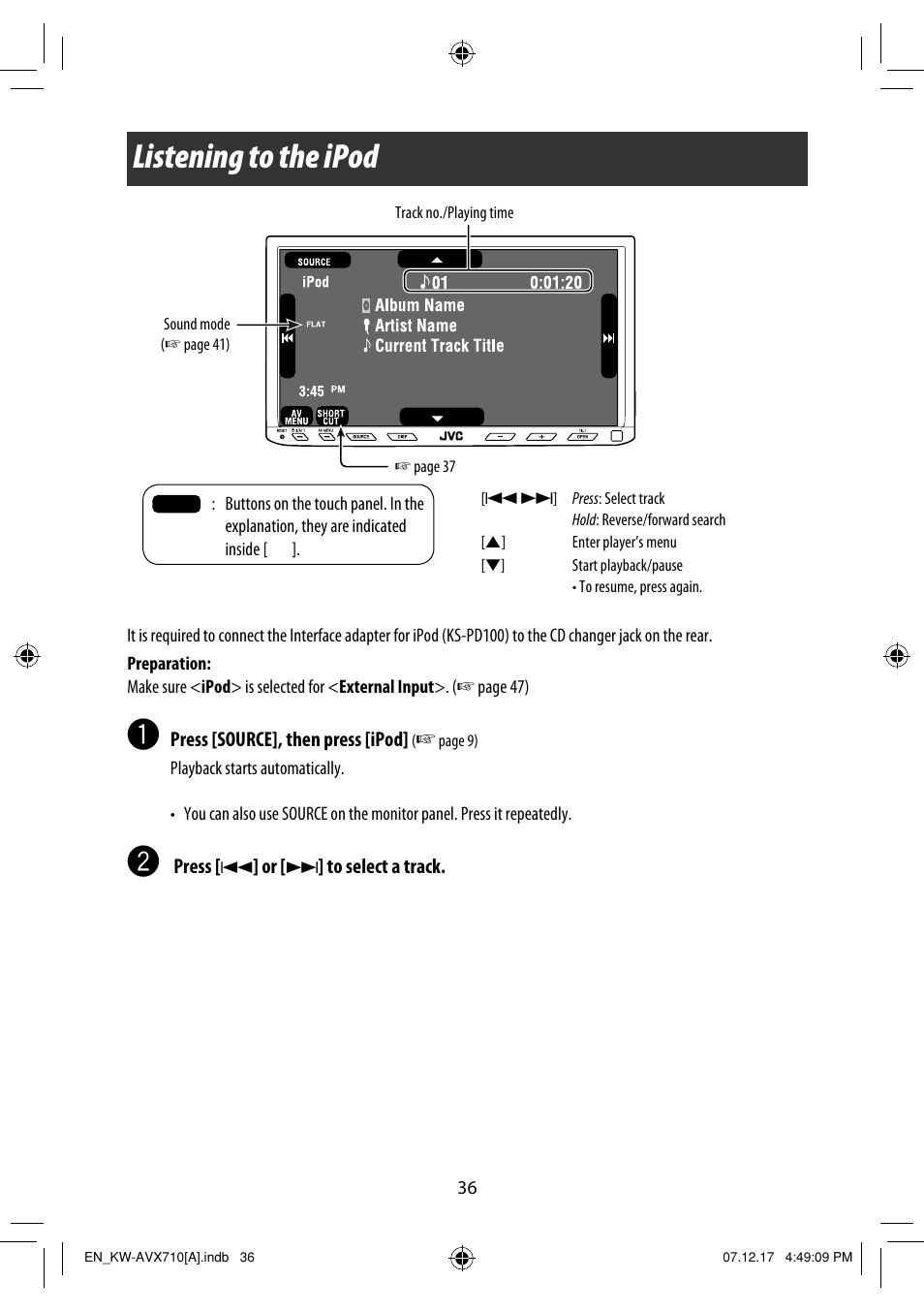 Listening to the ipod | JVC LVT1778-001A User Manual | Page 566 / 666