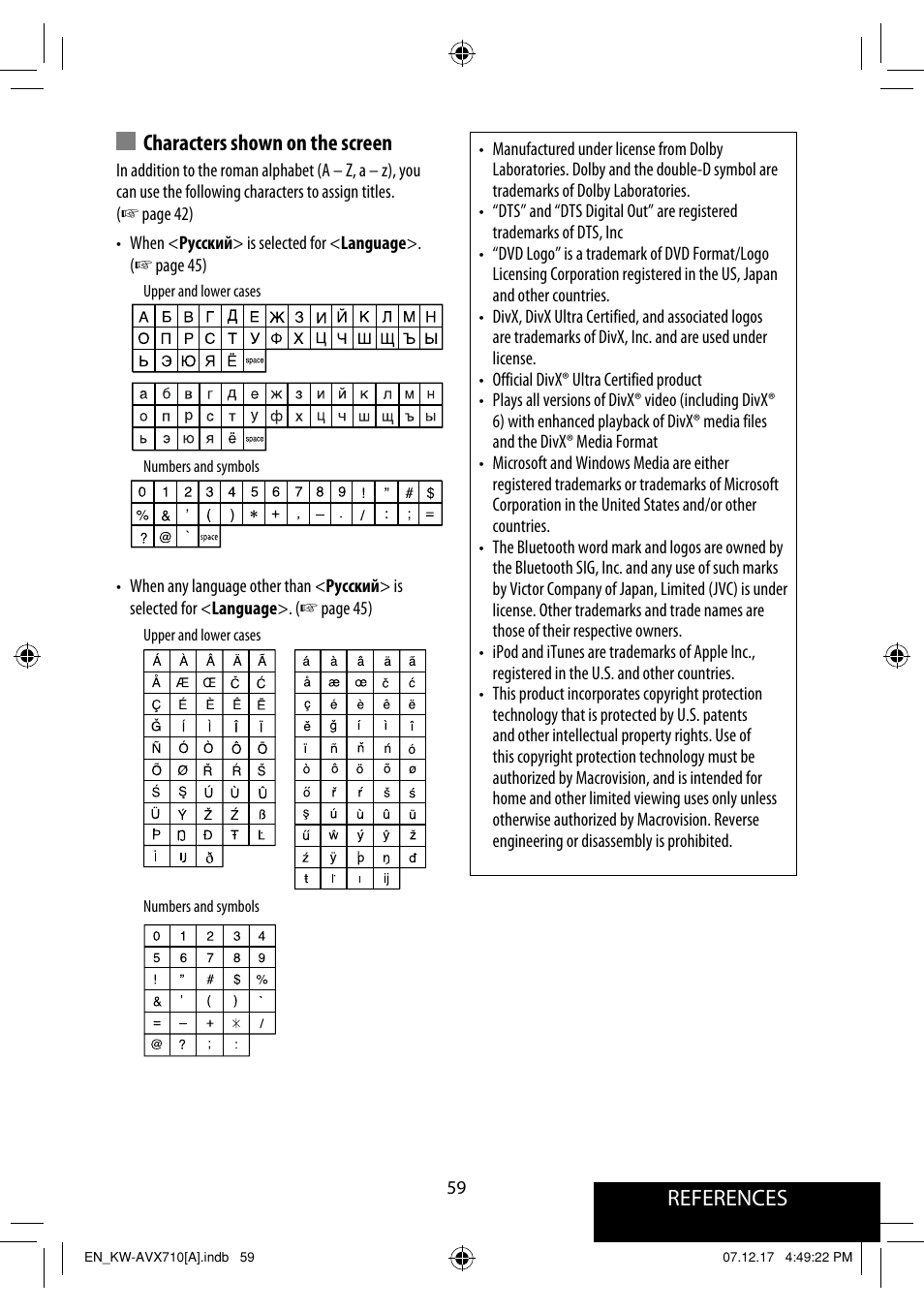 References characters shown on the screen | JVC LVT1778-001A User Manual | Page 589 / 666