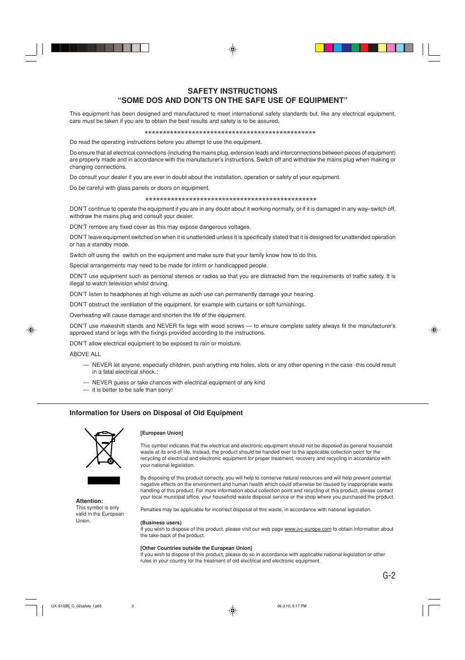 JVC Micro Component System UX-S10 User Manual | Page 3 / 28