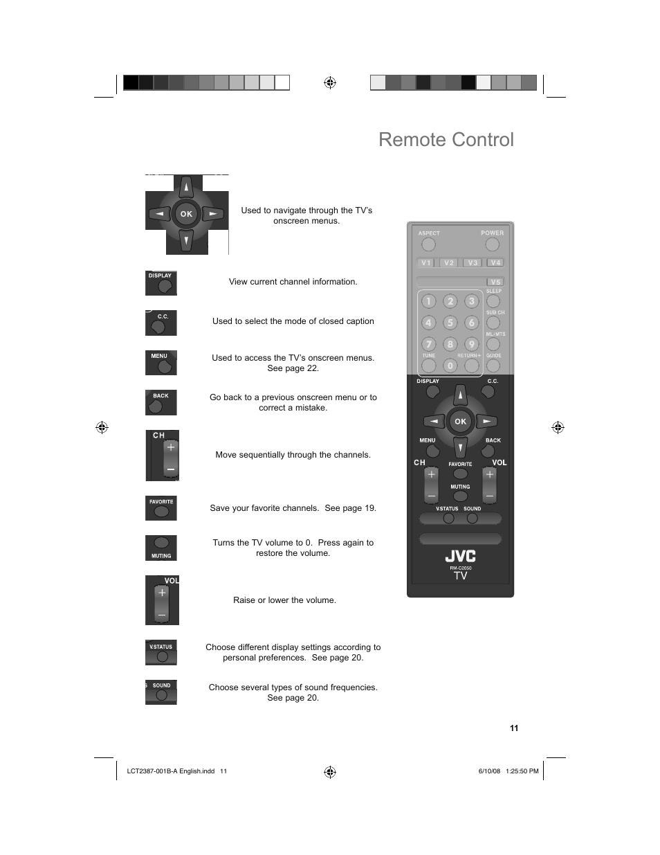 Remote control | JVC 0608TSH-II-IM User Manual | Page 11 / 52