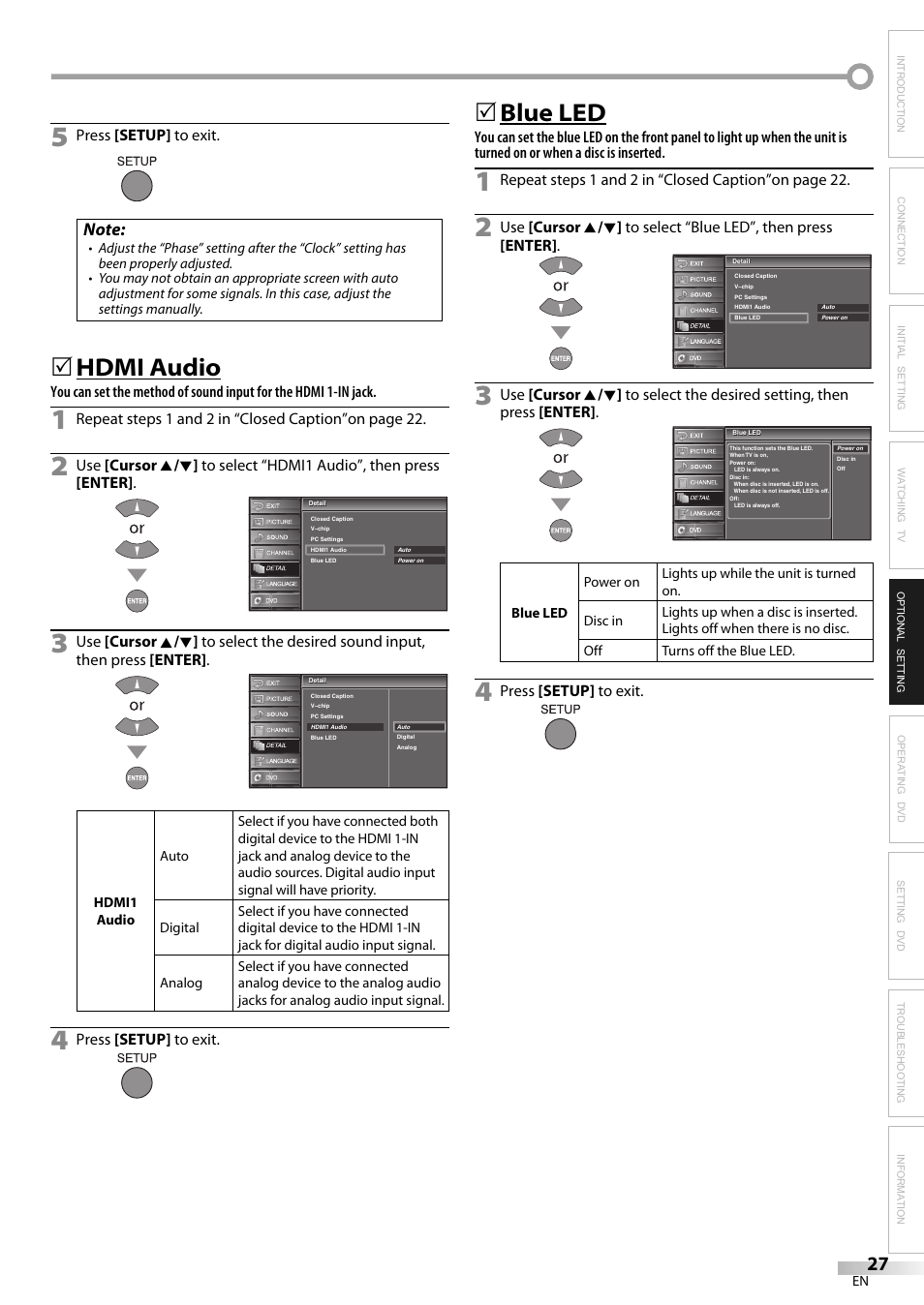 Hdmi audio, 5blue led | JVC 1EMN24159 User Manual | Page 27 / 52