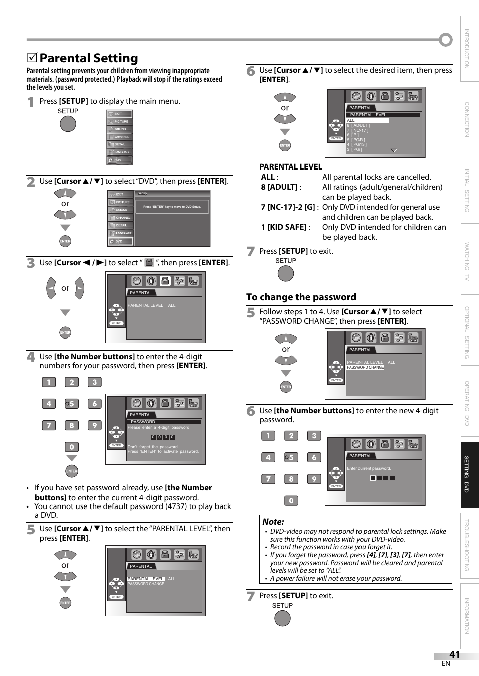 Parental setting | JVC 1EMN24159 User Manual | Page 41 / 52