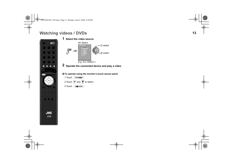 Watching videos / dvds, P. 13) | JVC 0509SKH-SW-MT User Manual | Page 14 / 32