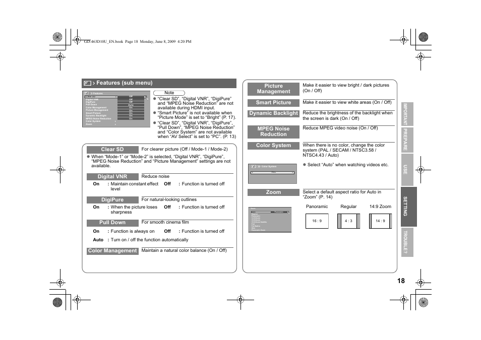 Features (sub menu), P. 18) | JVC 0509SKH-SW-MT User Manual | Page 19 / 32