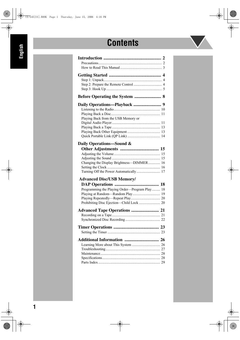 JVC CA-UXG45 User Manual | Page 5 / 70