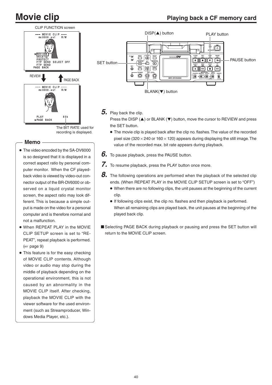 Movie clip | JVC Network Pack SA-DV6000 User Manual | Page 40 / 71