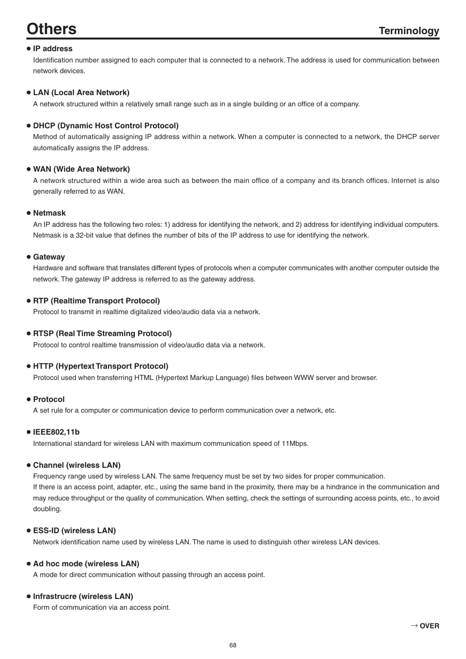 Terminology, Others | JVC Network Pack SA-DV6000 User Manual | Page 68 / 71