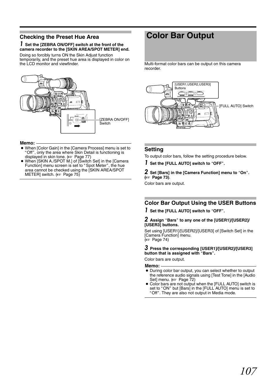 Color bar output | JVC GY-HM700CHE User Manual | Page 111 / 132