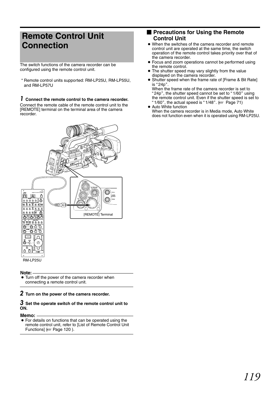 Remote control unit connection | JVC GY-HM700CHE User Manual | Page 123 / 132