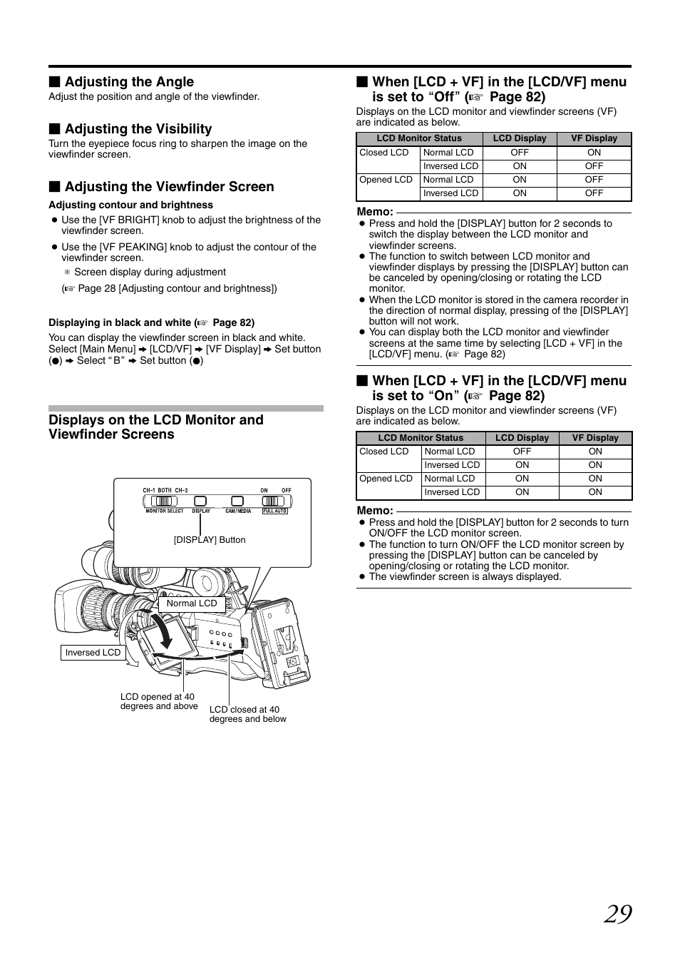 Adjusting the angle, Adjusting the visibility, Adjusting the viewfinder screen | JVC GY-HM700CHE User Manual | Page 33 / 132