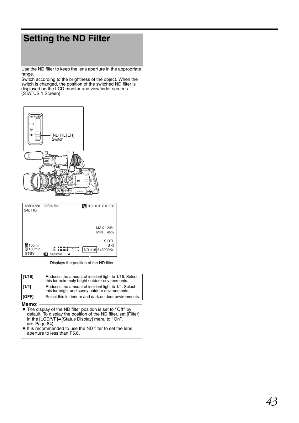 Setting the nd filter | JVC GY-HM700CHE User Manual | Page 47 / 132