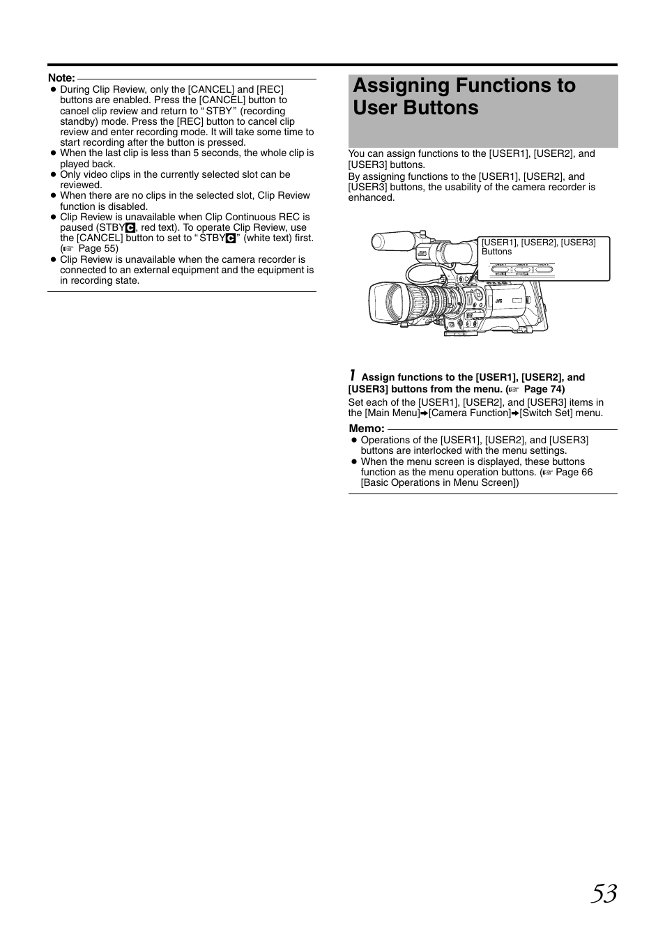 Assigning functions to user buttons | JVC GY-HM700CHE User Manual | Page 57 / 132