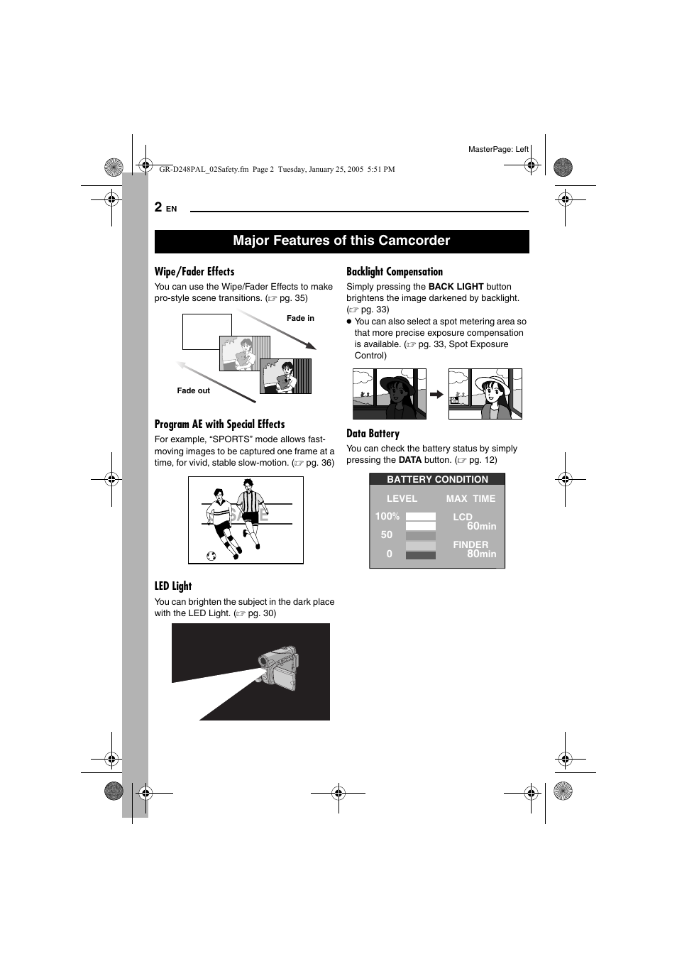 Major features of this camcorder | JVC GR-D248 User Manual | Page 2 / 52