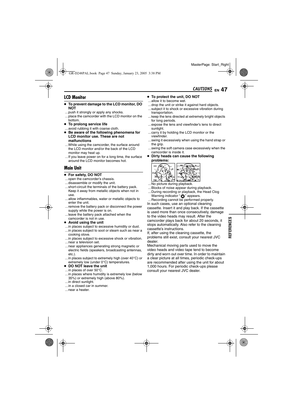 Lcd monitor, Main unit, Pg. 47) | JVC GR-D248 User Manual | Page 47 / 52