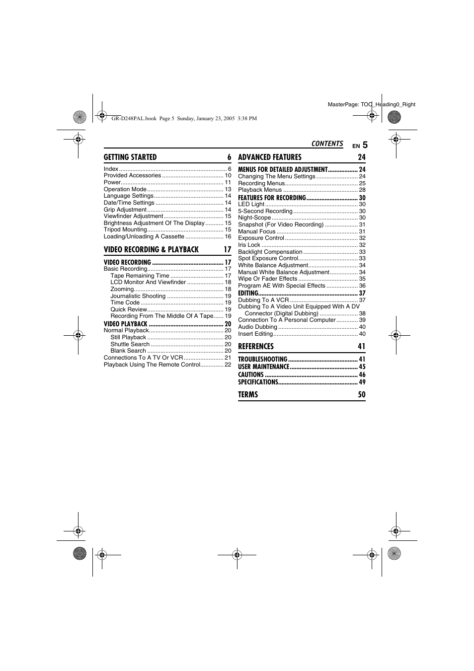 JVC GR-D248 User Manual | Page 5 / 52