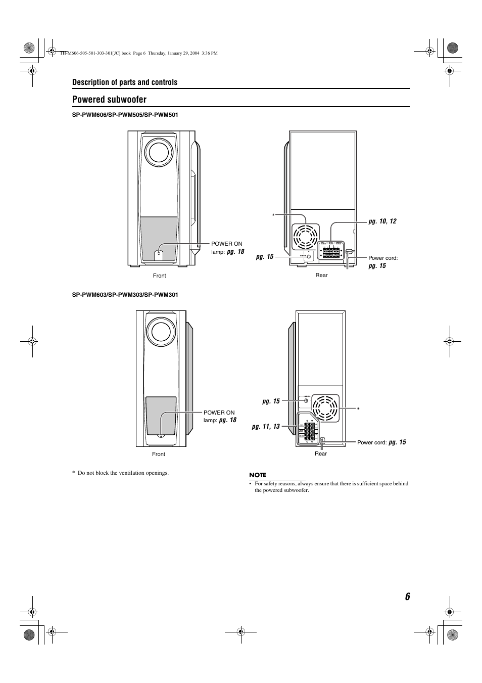 Powered subwoofer | JVC TH-M606/TH-M603 User Manual | Page 9 / 52