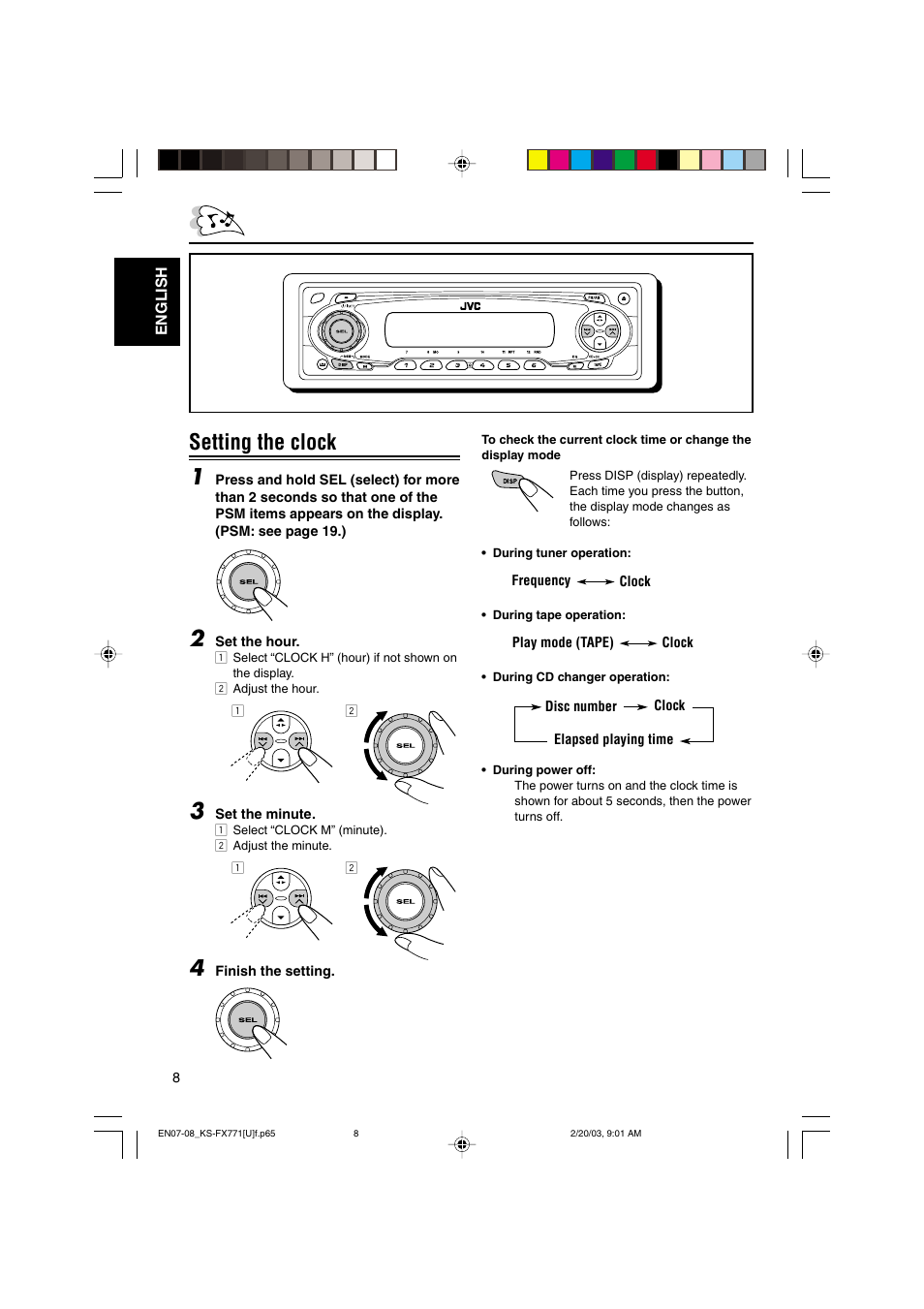Setting the clock 1 | JVC GET0139-001A User Manual | Page 8 / 33