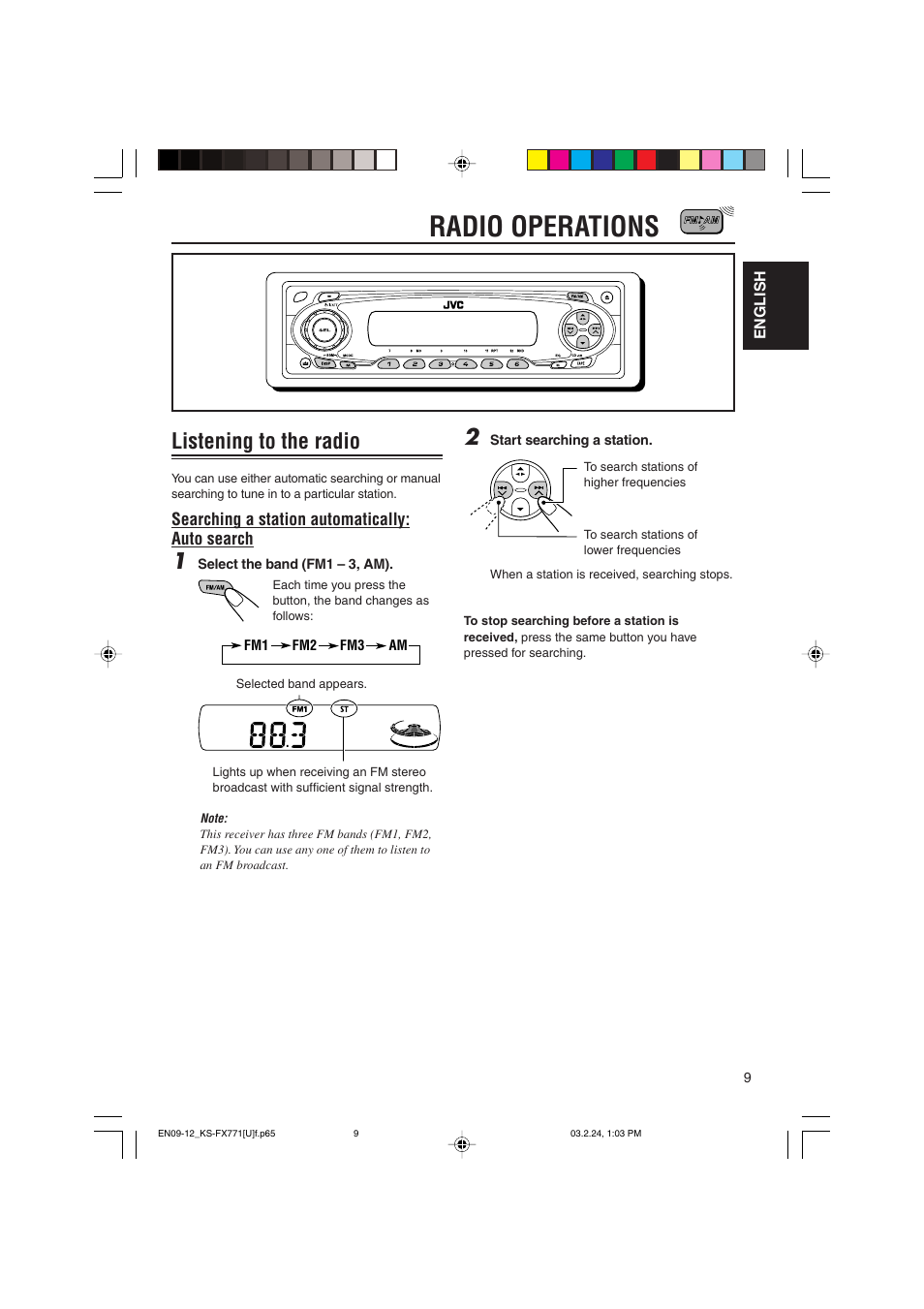 Radio operations, Listening to the radio | JVC GET0139-001A User Manual | Page 9 / 33