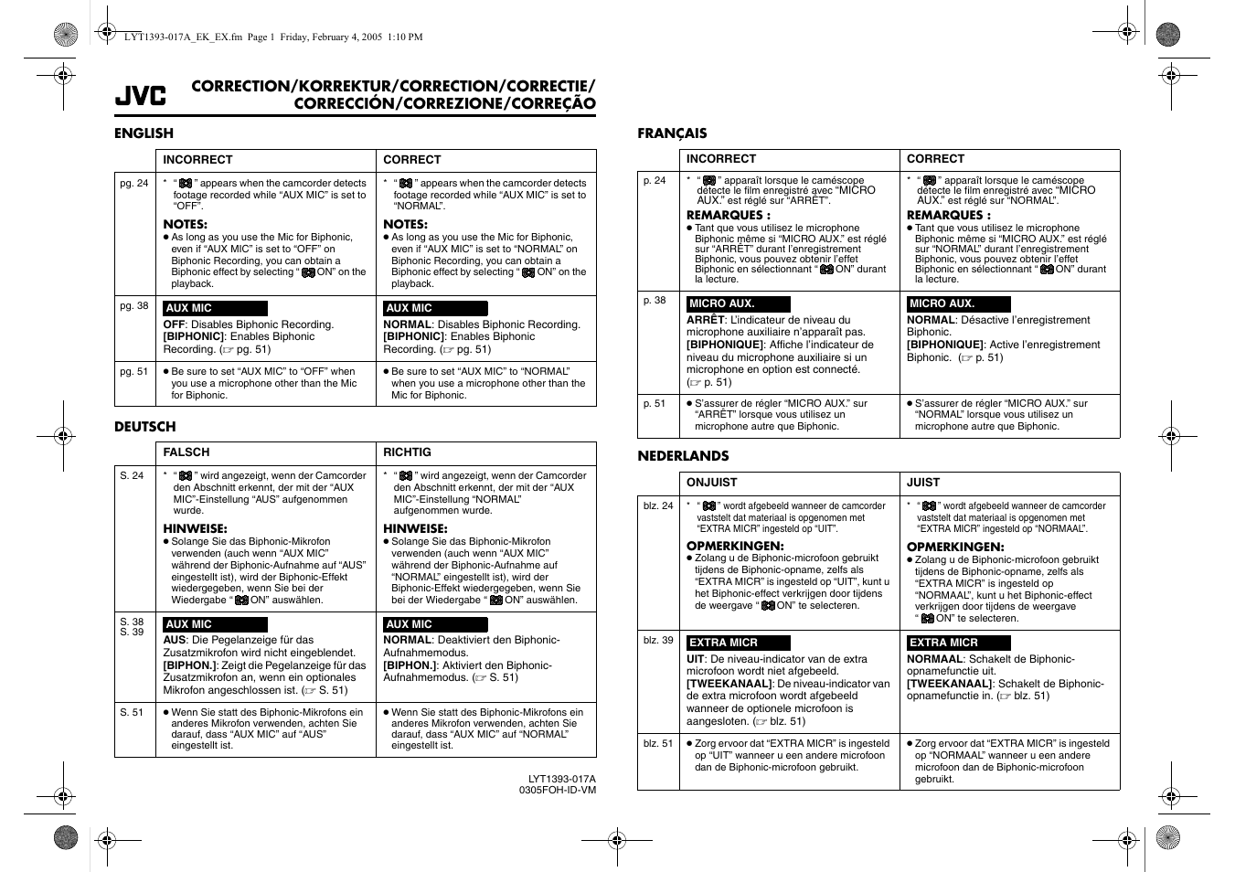 JVC Biphonic LYT1393 User Manual | 2 pages