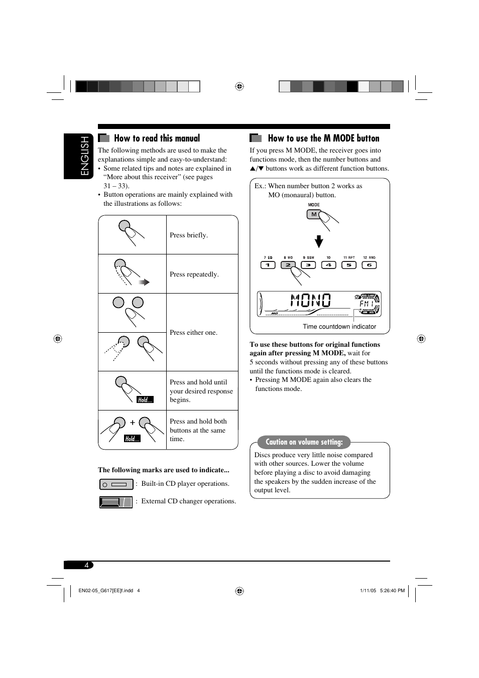 English how to read this manual, How to use the m mode button | JVC GET0266-003A User Manual | Page 46 / 84