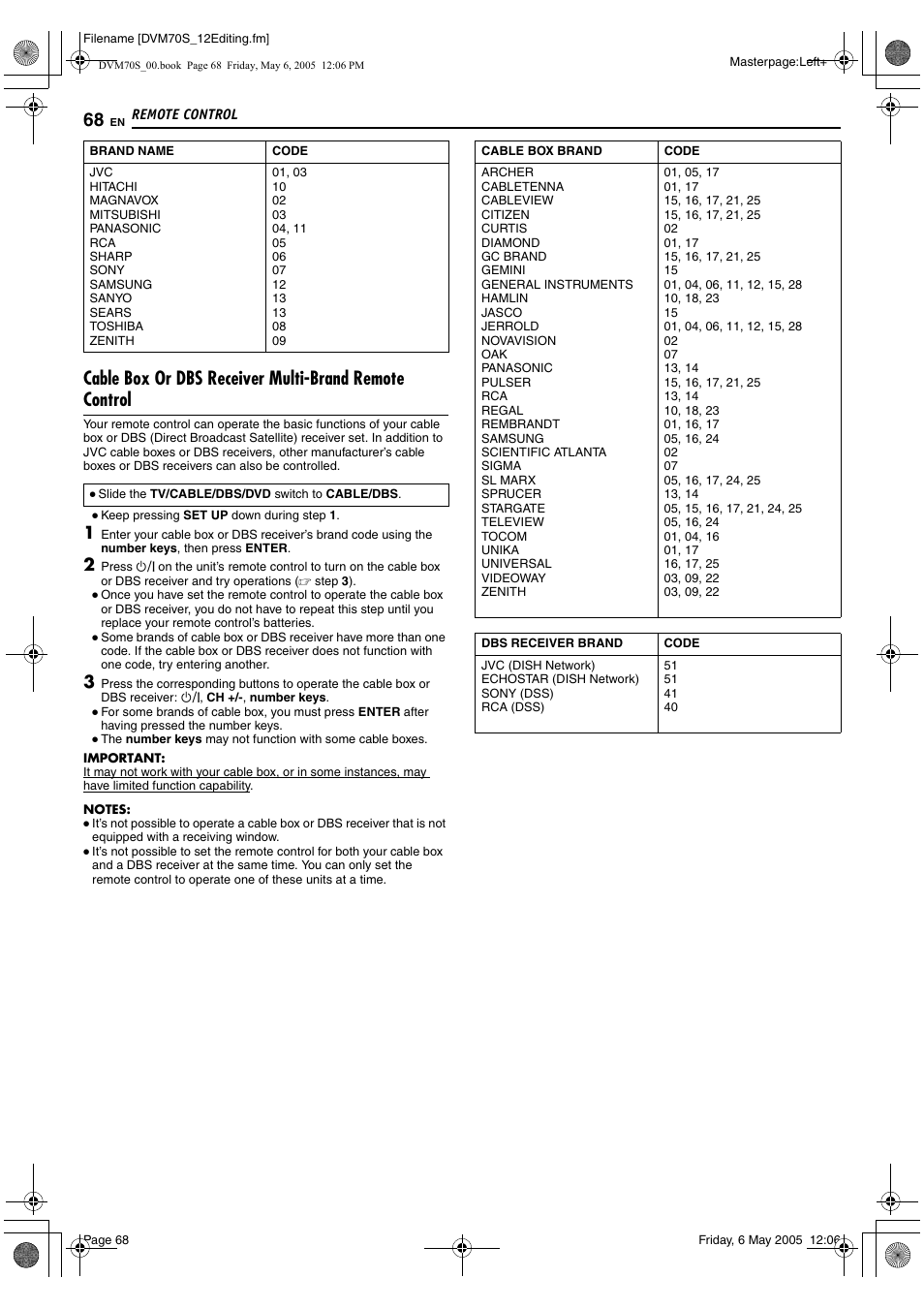 JVC SR-DVM70US User Manual | Page 68 / 92
