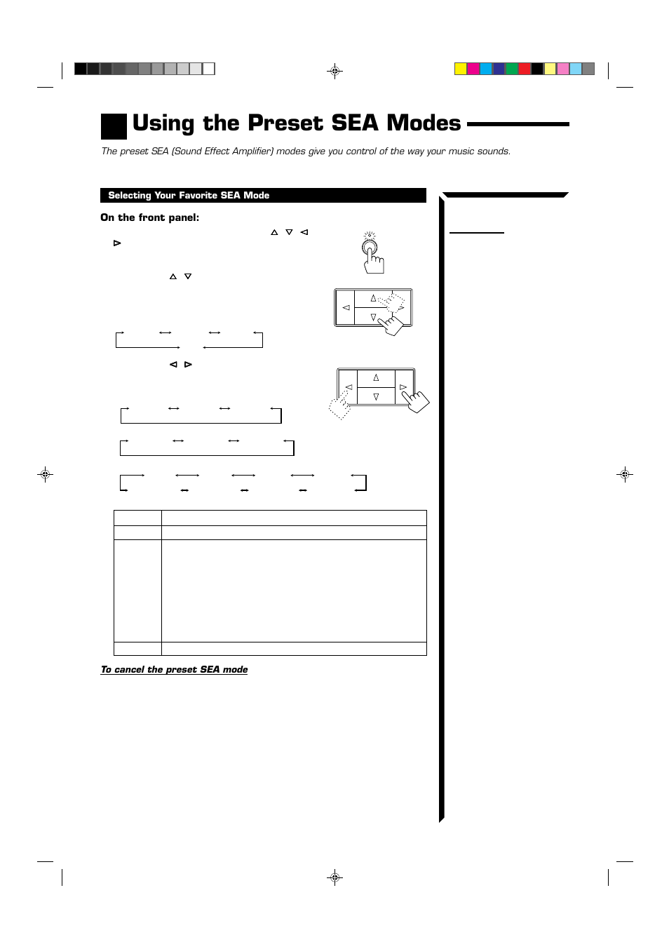 Using the preset sea modes | JVC RX-554VBK User Manual | Page 23 / 44