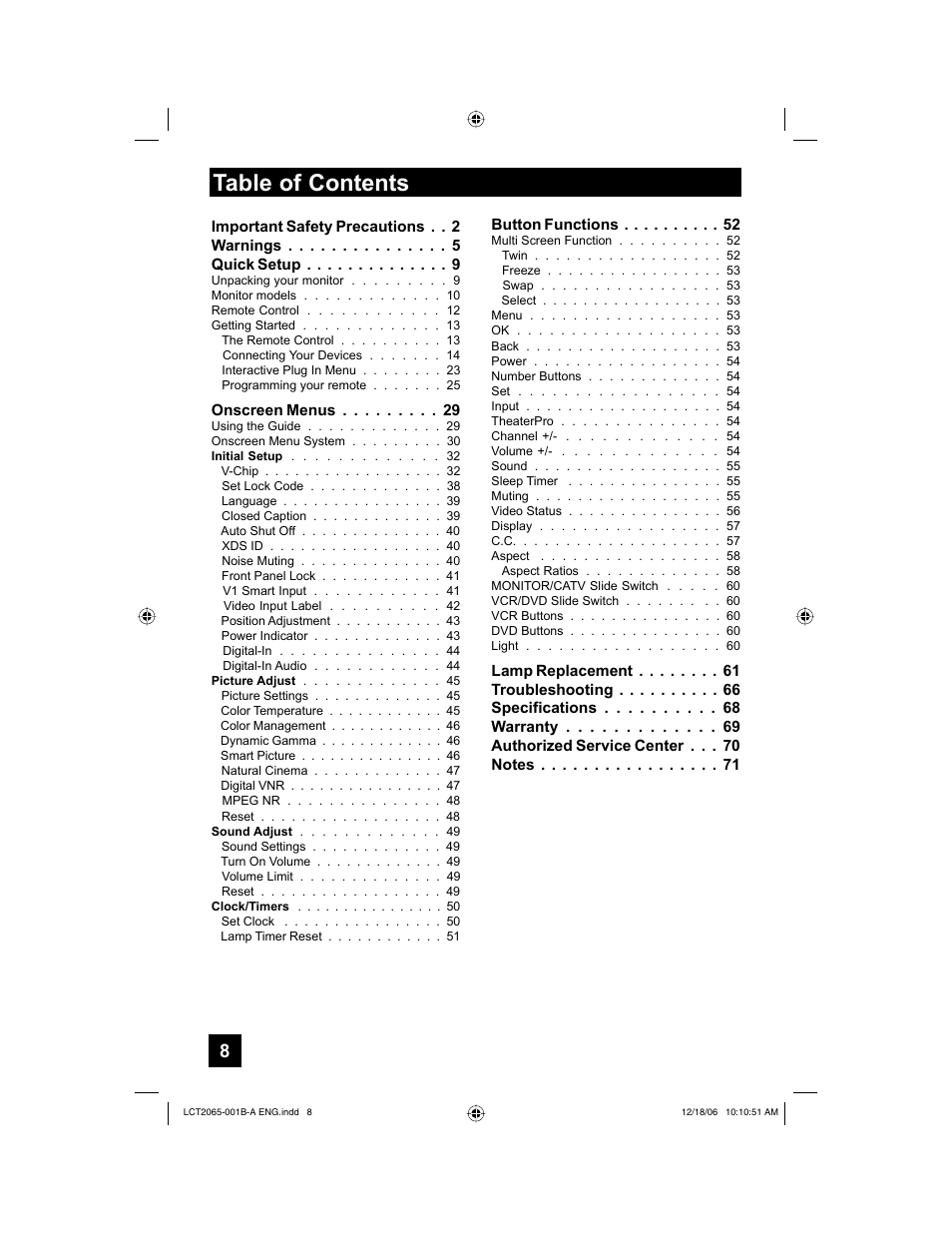 JVC HD-61G587 User Manual | Page 8 / 72