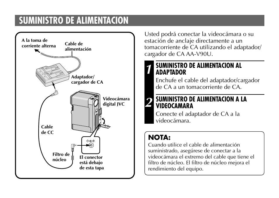 Suministro de alimentacion | JVC AA-V90U User Manual | Page 18 / 20