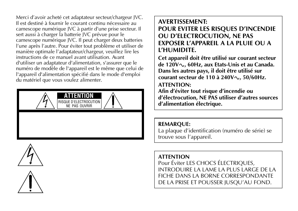 Attention | JVC AA-V90U User Manual | Page 8 / 20