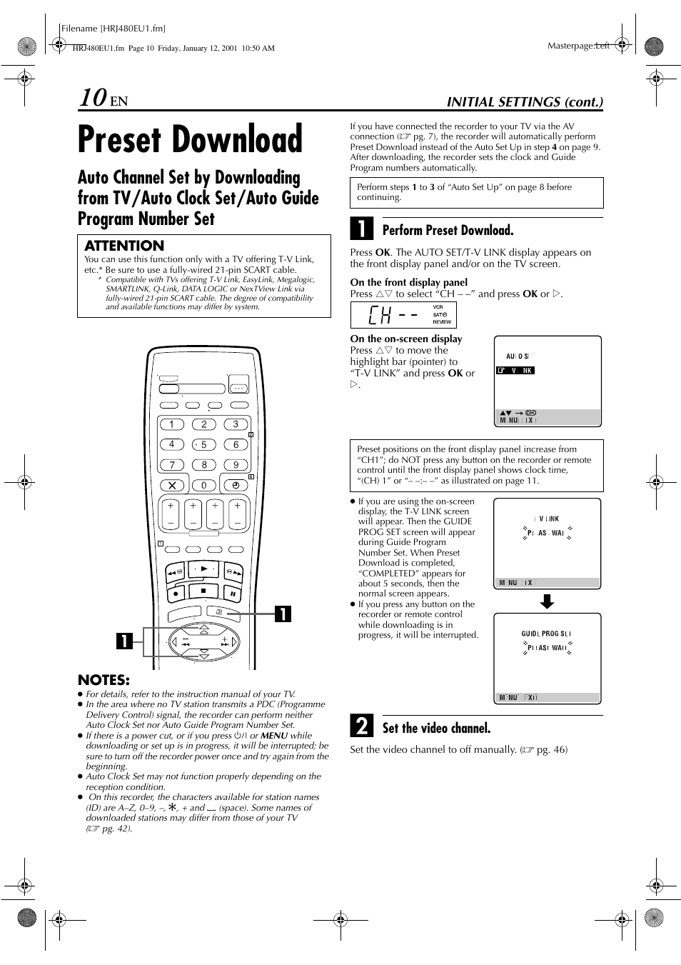 Preset download | JVC HR-J280 User Manual | Page 10 / 52