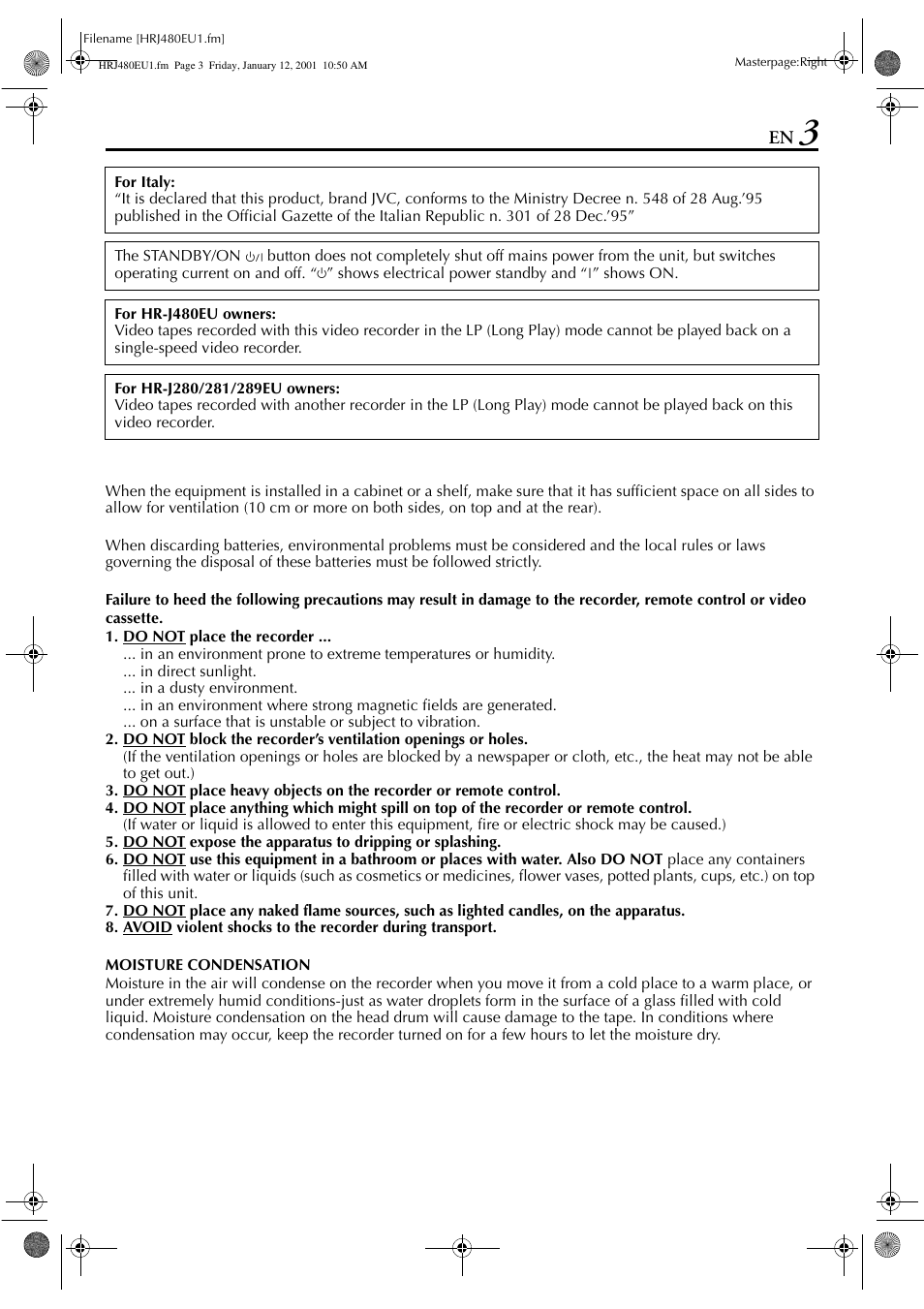 JVC HR-J280 User Manual | Page 3 / 52