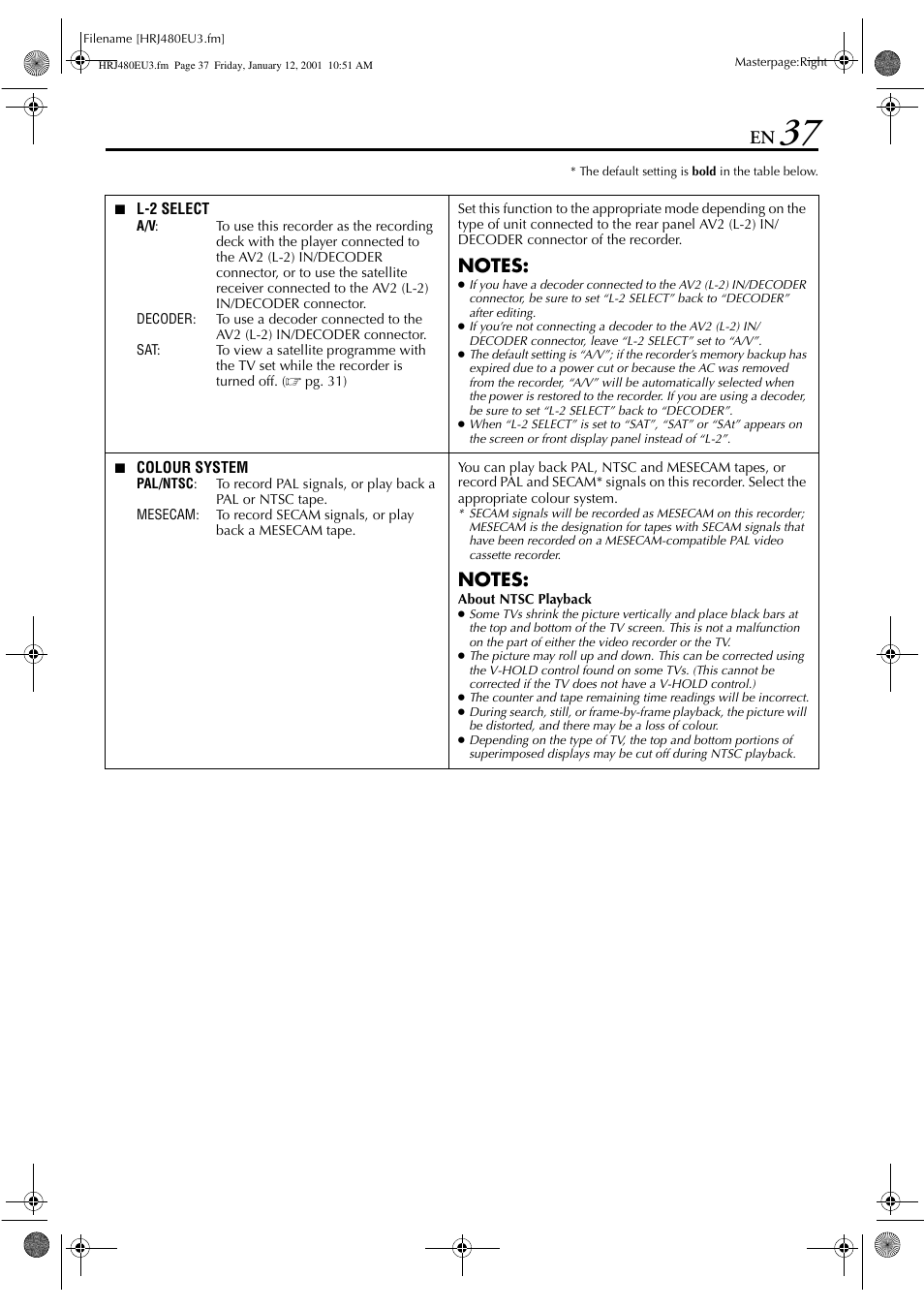 JVC HR-J280 User Manual | Page 37 / 52