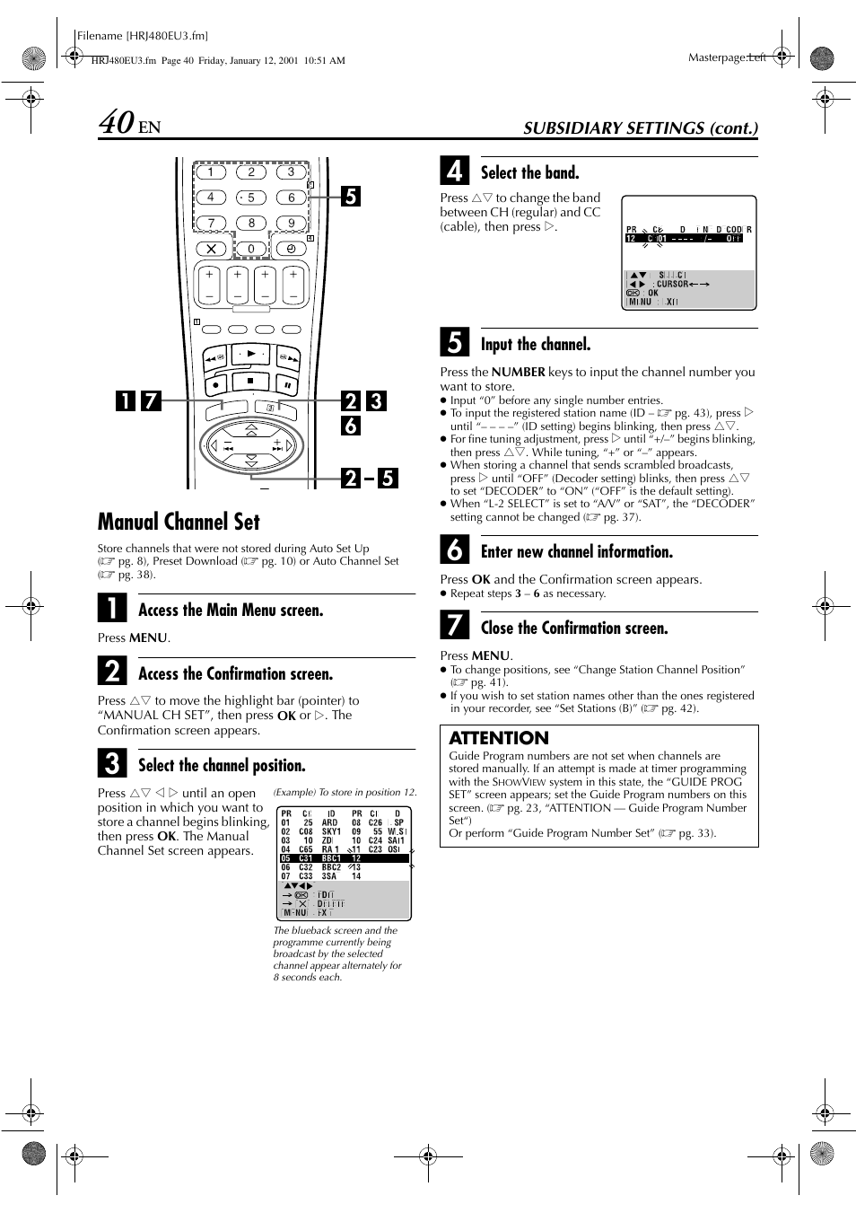 Manual channel set | JVC HR-J280 User Manual | Page 40 / 52