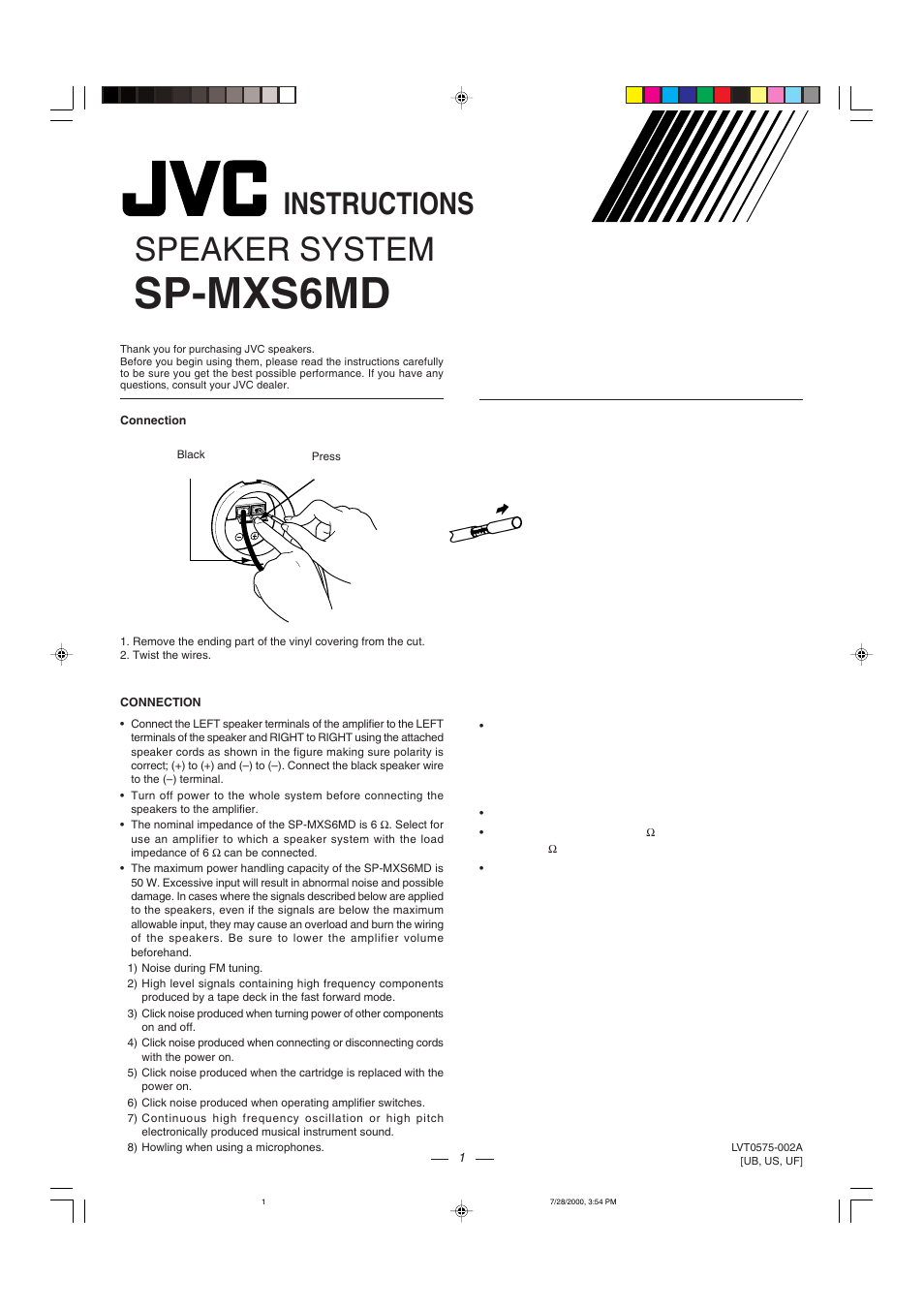 JVC SP-MXS6MD User Manual | 2 pages