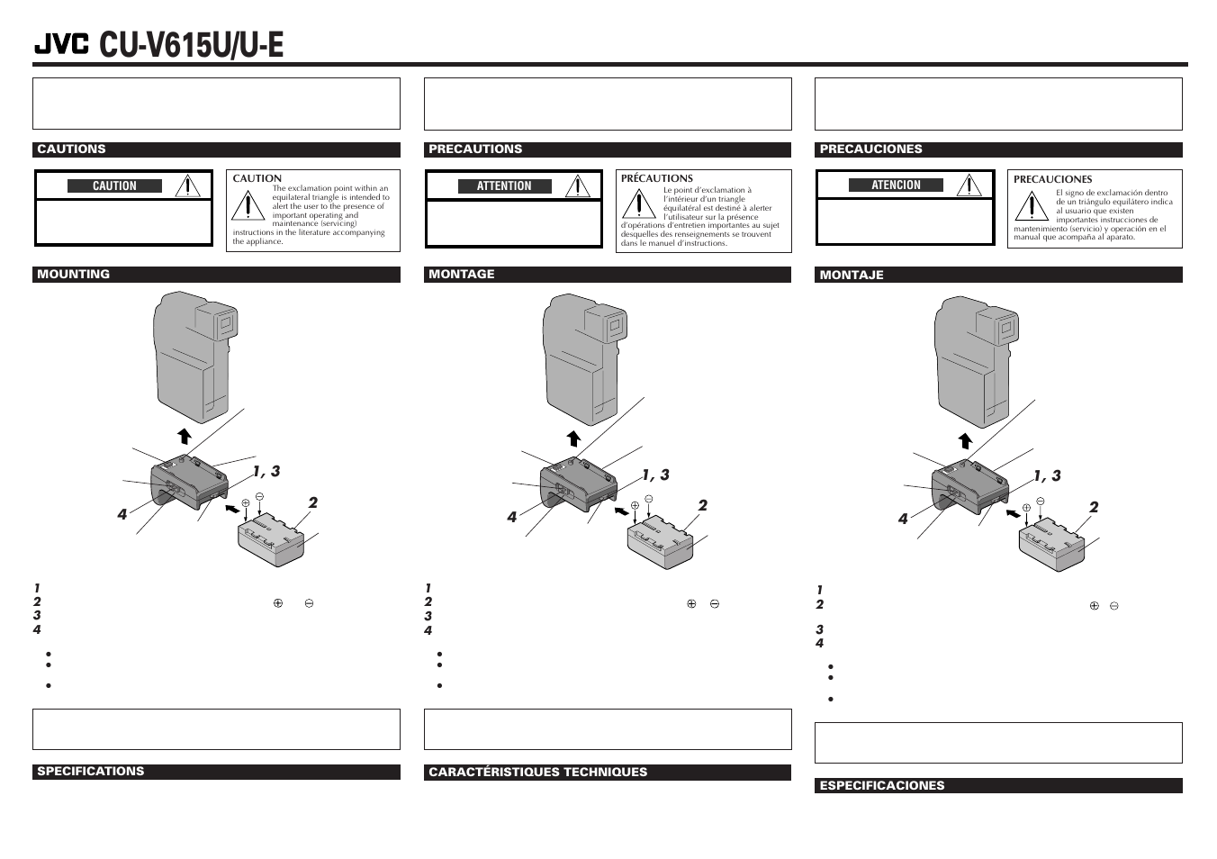 JVC CU-V615U User Manual | 2 pages