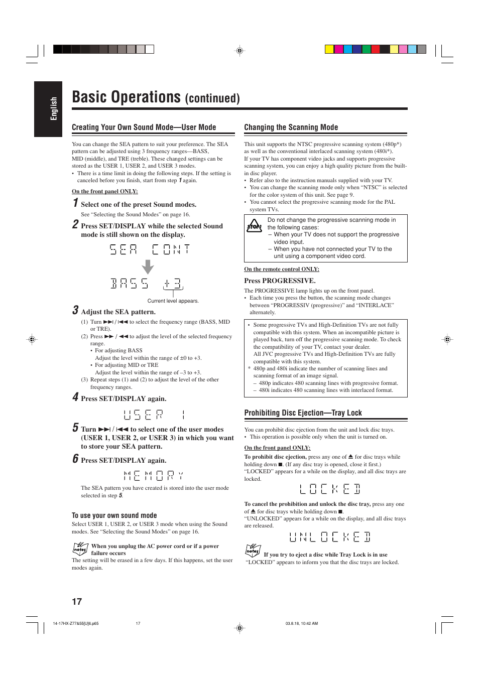 Basic operations, Continued) | JVC CA-HXZ55D User Manual | Page 22 / 78