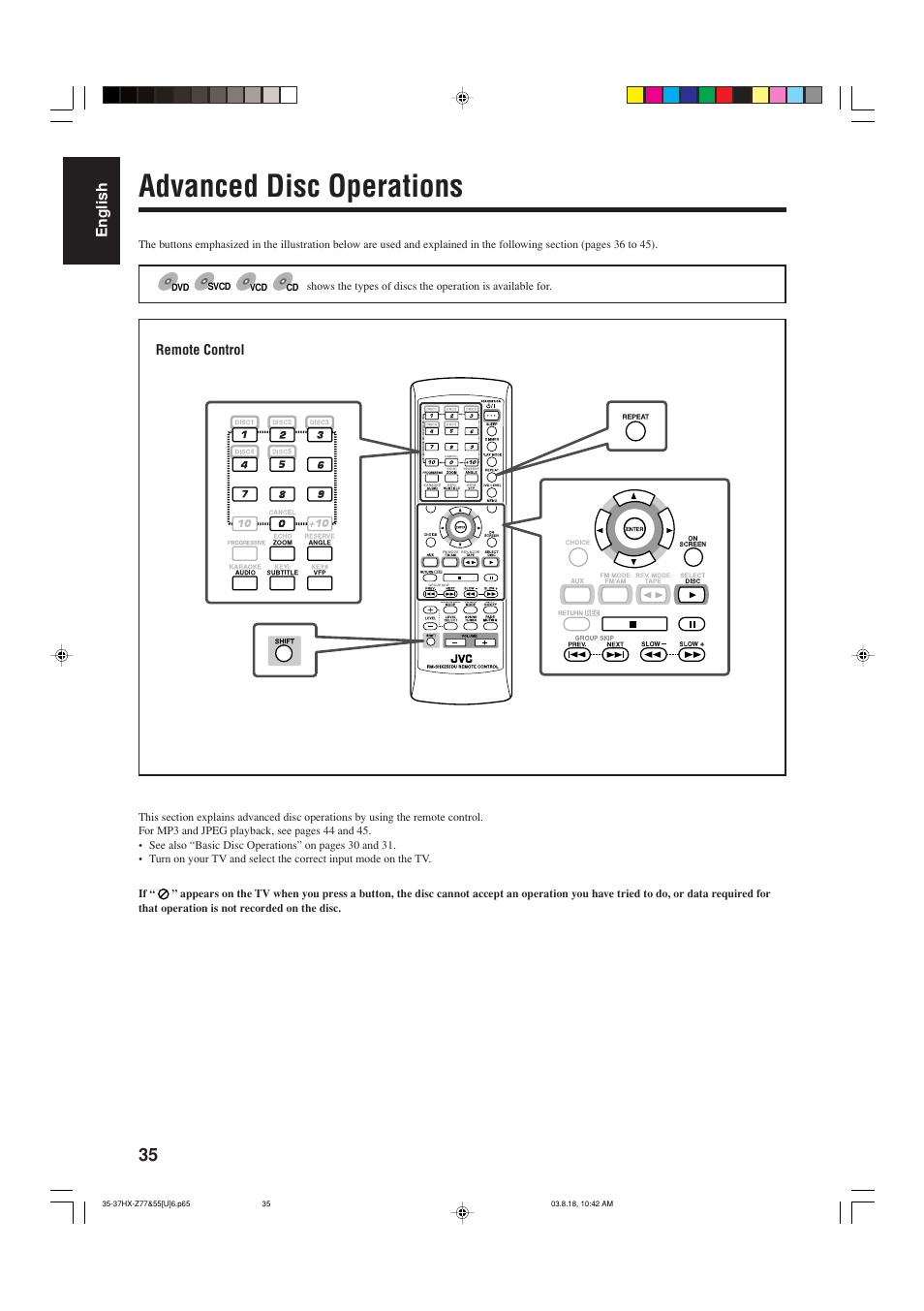 Advanced disc operations | JVC CA-HXZ55D User Manual | Page 40 / 78