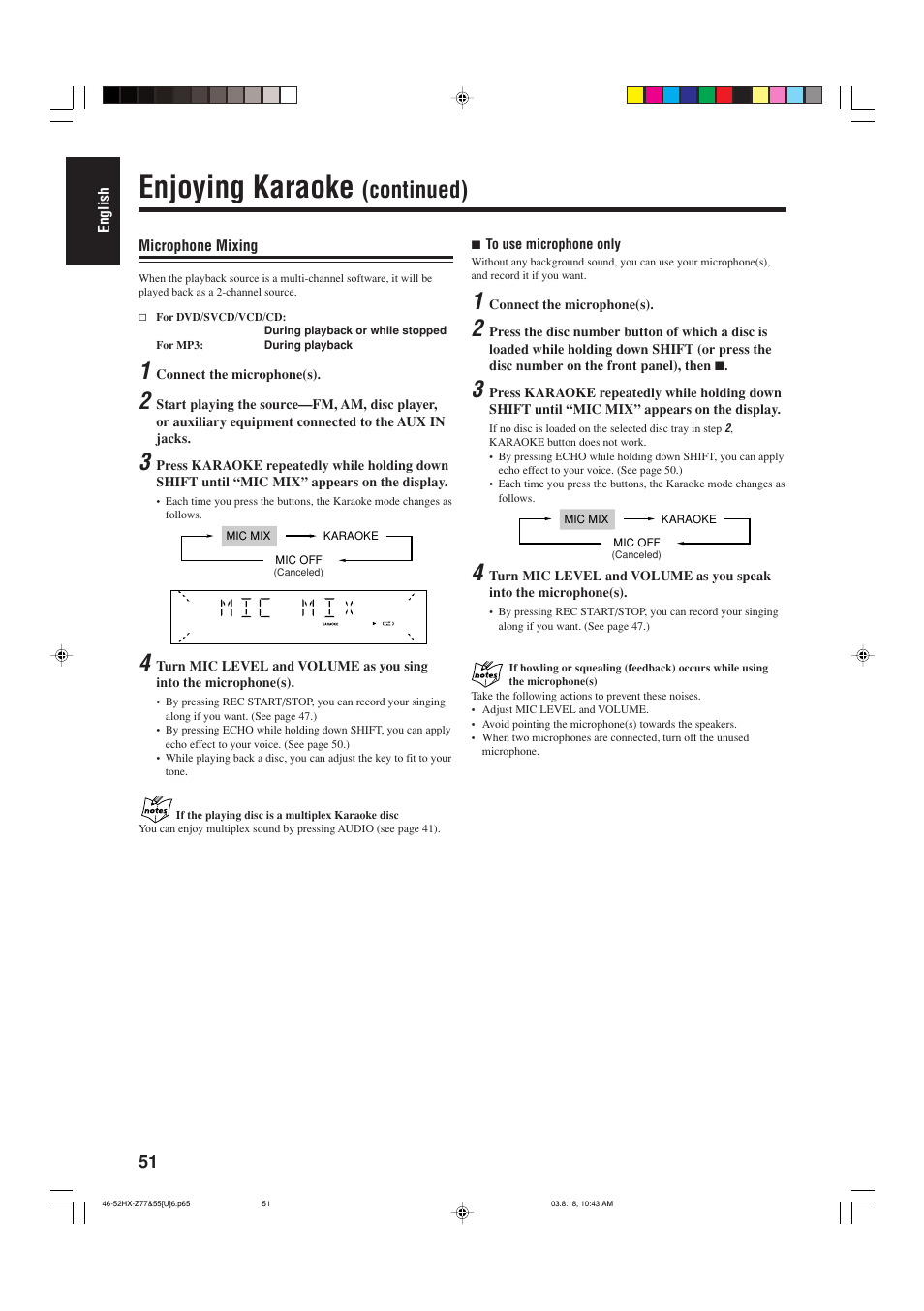 Enjoying karaoke, Continued) | JVC CA-HXZ55D User Manual | Page 56 / 78