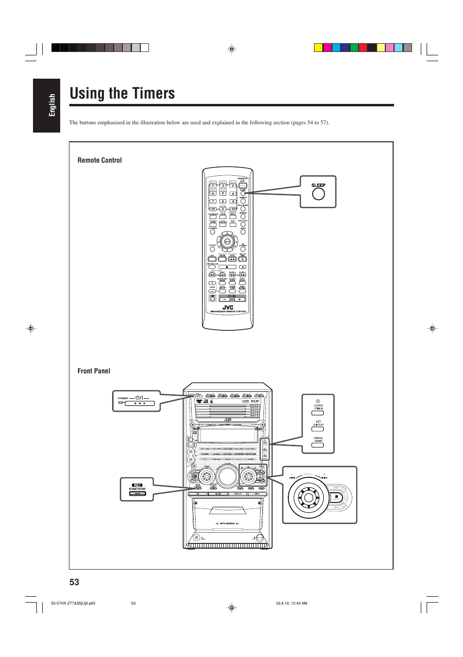 Using the timers | JVC CA-HXZ55D User Manual | Page 58 / 78