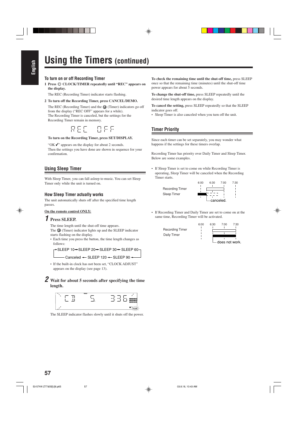 Using the timers, Continued) | JVC CA-HXZ55D User Manual | Page 62 / 78