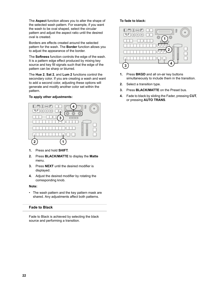 To apply other adjustments, Fade to black, To fade to black | JVC KM-H3000E User Manual | Page 28 / 56