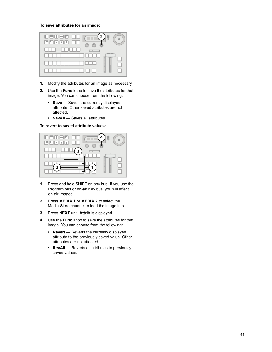 To save attributes for an image, To revert to saved attribute values | JVC KM-H3000E User Manual | Page 47 / 56