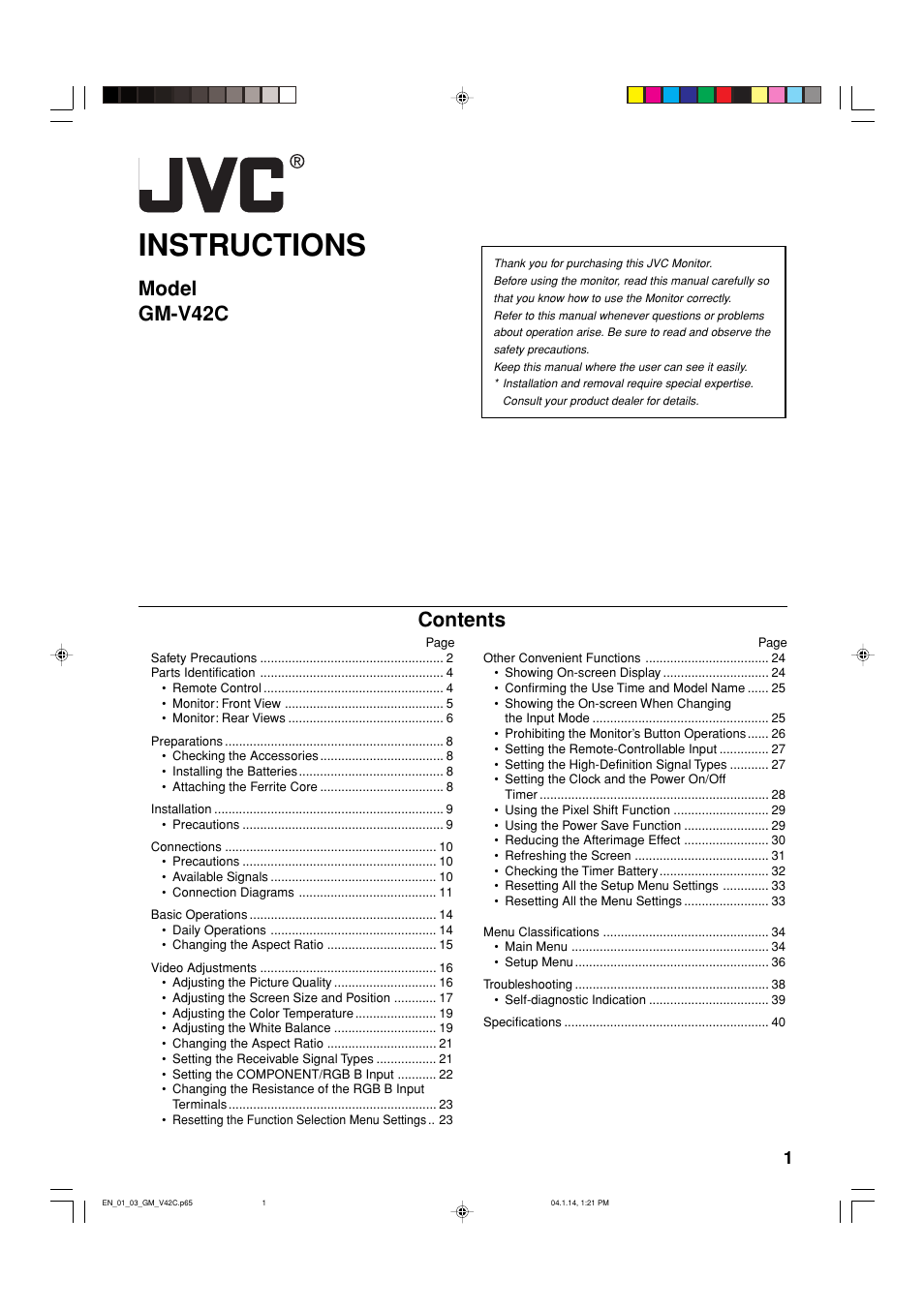 JVC LCT1616-001A User Manual | Page 2 / 43