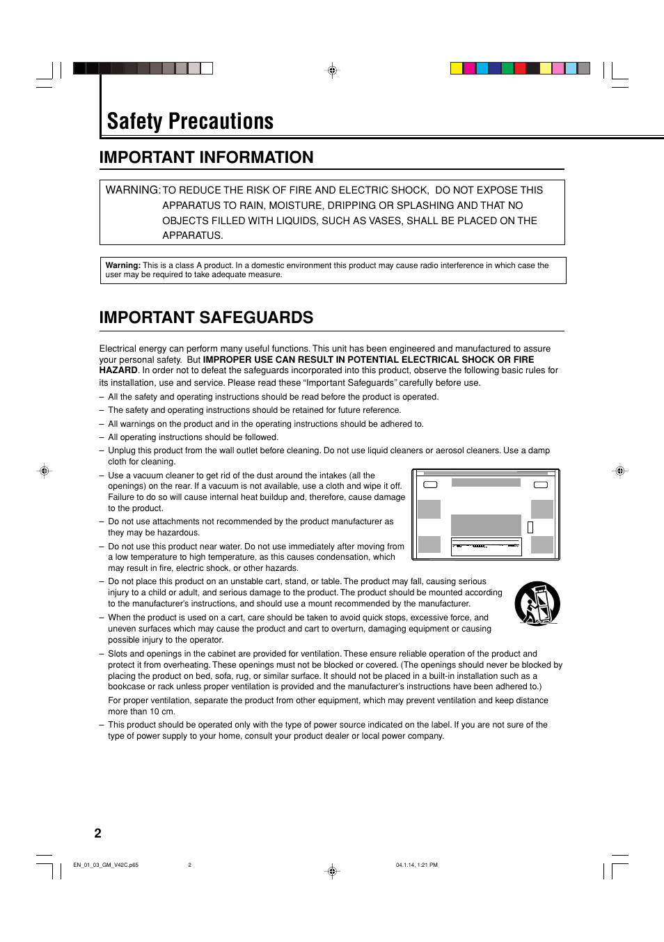 Safety precautions, Important information, Important safeguards | JVC LCT1616-001A User Manual | Page 3 / 43