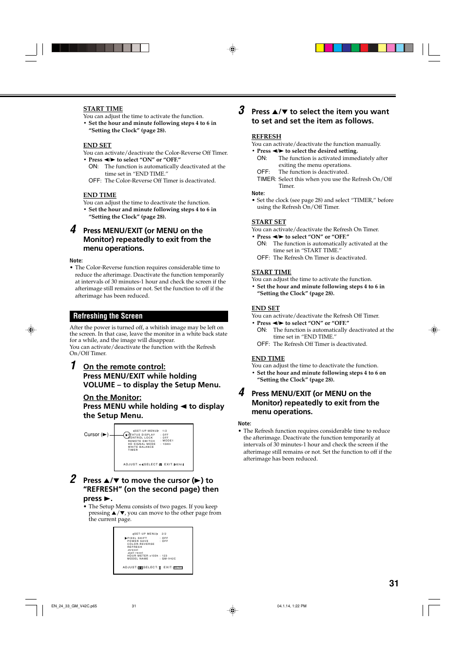 Refreshing the screen | JVC LCT1616-001A User Manual | Page 32 / 43