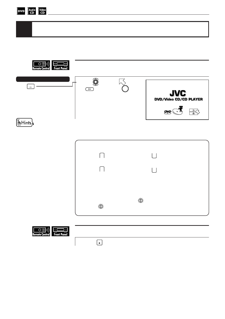 Playing back a dvd video or cd disc, Use to move to [ ], then press, Press | Short cuts | JVC XV-501BK User Manual | Page 32 / 104