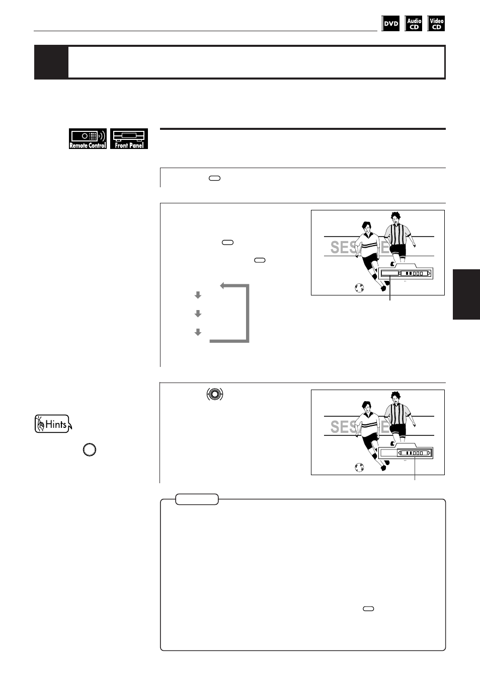 Adjusting the surround sound, Press, Press to adjust the effect level | JVC XV-501BK User Manual | Page 35 / 104