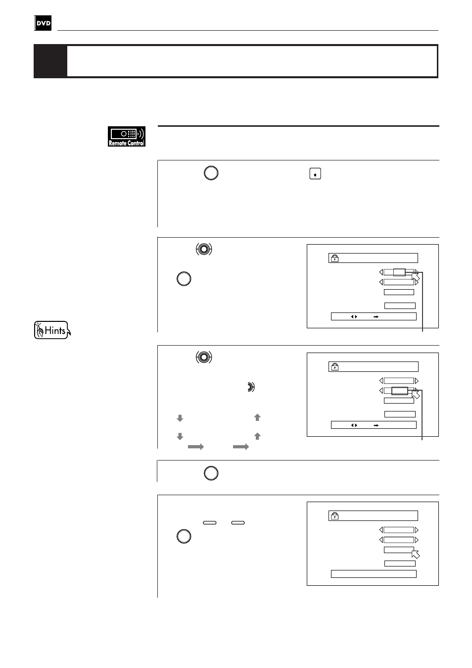 Limiting playback by children, Press, While holding down | Use to select the [us] for country code and press, Use to select the parental lock level, Enter your 4-digit password using, And press | JVC XV-501BK User Manual | Page 62 / 104