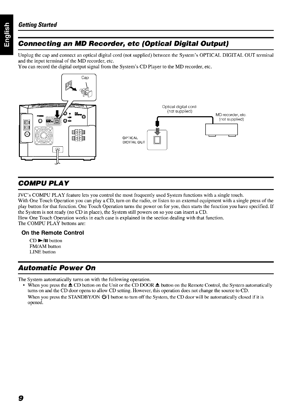 Compu play, Automatic power on | JVC FS-X 3 User Manual | Page 12 / 33